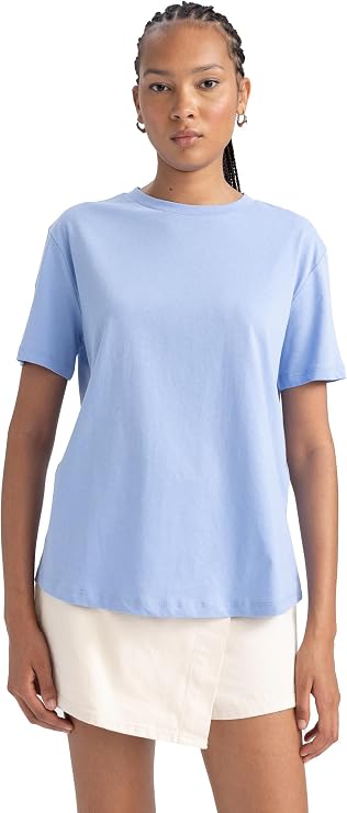 DeFacto Women Regular Fit Short Sleeve 100% Cotton T-Shirt