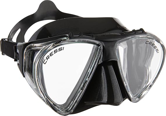 Cressi Adult Dive Mask with Inclined Lens, Lateral Visibility, and Silicone Skirt for Scuba Diving - Penta+: Made in Italy