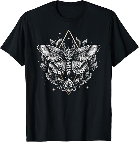 Moth Lepidoptera Heterocera Folkloric Wiccan Nature Goth T-Shirt