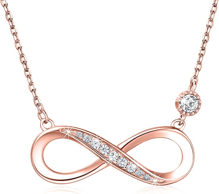 Billie Bijoux Infinity Necklaces 925 Sterling Silver Necklace Love Pendant White Gold Plated Women Necklace Gifts for for Women