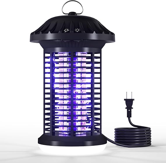 Bug Zapper Indoor & Outdoor, Water Proof Mosquito Zapper with LED Light, 4200V Electric Bug Zapper for Home Patio Office Courtyard(Black)