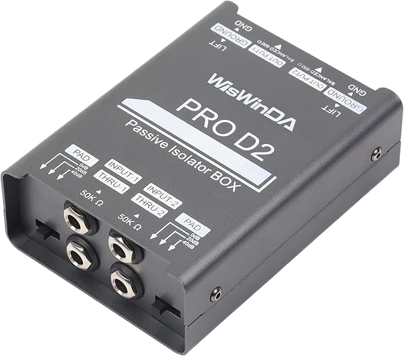 Pro Di-2 Passive Stereo Direct Box With 3-Level PAD Switch Dual Channel XLR Input 1/4 Output Low Distortion Free Phase Distortion for Musical Instruments (Pro Di-2 Gray)