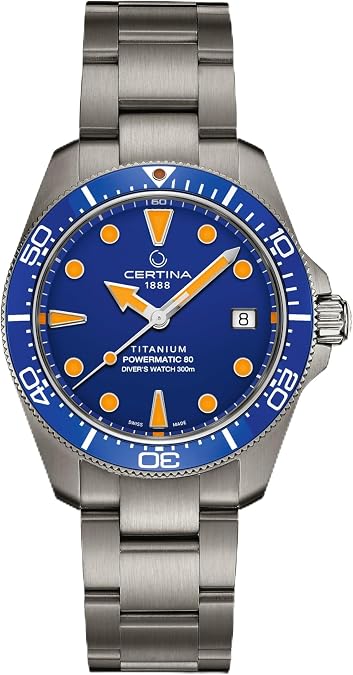 Certina,Unisex,DS Action Diver,Swiss Automatic,Titanium,38mm,Watch,Blue,Titanium,C0488074404100
