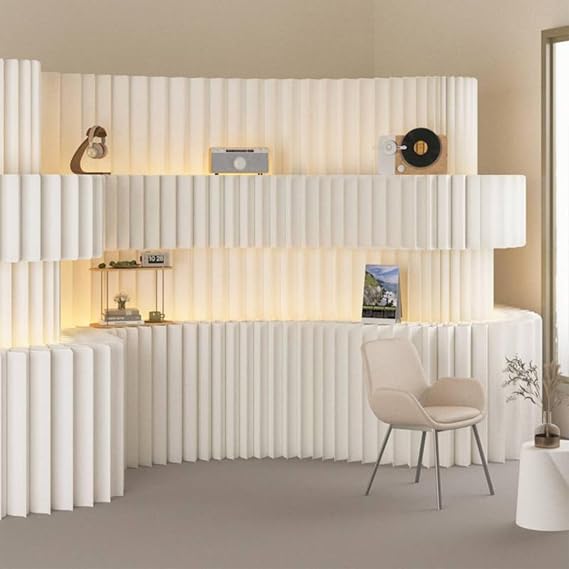 Paper Room Divider Screen Folding Adjustable Privacy Partition for Home & Office Portable Decorative Wall Divider for Dorm, Studio, Exhibition, Store or Room Separation 5.91 ft-6.56 ft-1.71 ft