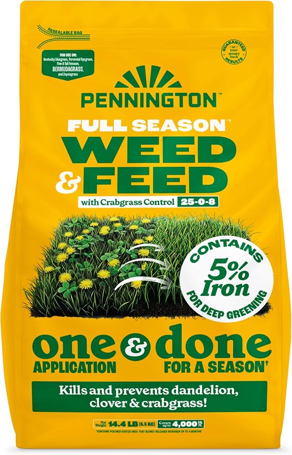 Pennington Full Season Weed & Feed with Crabgrass 25-0-8 4M 14.4lb
