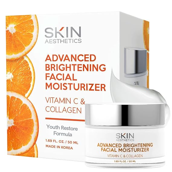 Skin Aesthetics Vitamin C & Collagen Face Moisturizer - Anti-Aging, Hydrating, Fine Lines & Wrinkles, Brightening - Dermatologist Tested Korean Skincare - Clean Beauty, Cruelty-Free - 1.69 oz