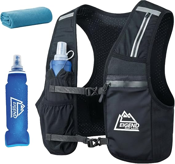 Running Vest – Ultra-Light 210g, Hydration Vest for Men Women Reflective Running Bag | 500ml Soft Flask + Phone Pocket + Microfibre Towel Included | Trail Running, Marathon, Jogging