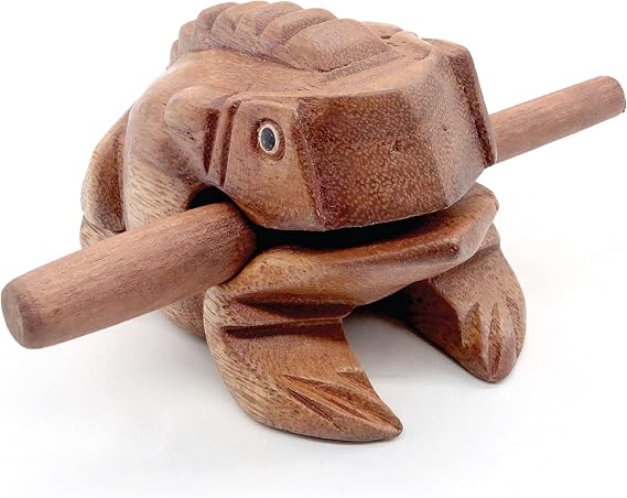 BSIRI 4" Frog Guiro Rasp - Small Instrument Musical Wooden Percussion Wood Block Instrument of Frog Noise Maker and Cool Music Gifts Ideas Funny Weird Instruments for Adults Made from Nature Wood