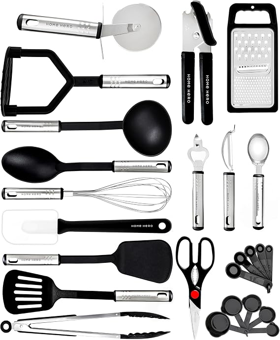 HomeHero 23 Piece Nylon Kitchen Utensils Cooking Utensils Set with Spatula Kitchen Tool Set Gift
