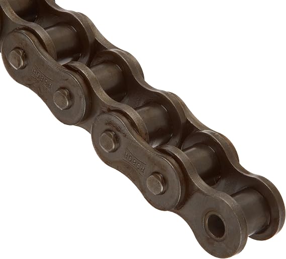 Tsubaki 80HRB ANSI Heavy Series Roller Chain, Single Strand, Riveted, Carbon Steel, Inch, #80 ANSI No., 1" Pitch, 5/8 inches Roller Diameter, 5/8 inches Roller Width, 3630lbs Working Load, 10ft Length