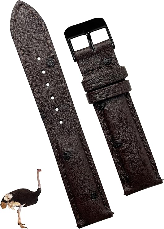 vinacreations Quick Release Ostrich Leather Watch Bands Men Handmade Replacement Wrist Watch Straps Vintage Extra Soft Exotic Leather Strap 18mm 19mm 20mm 21mm 22mm