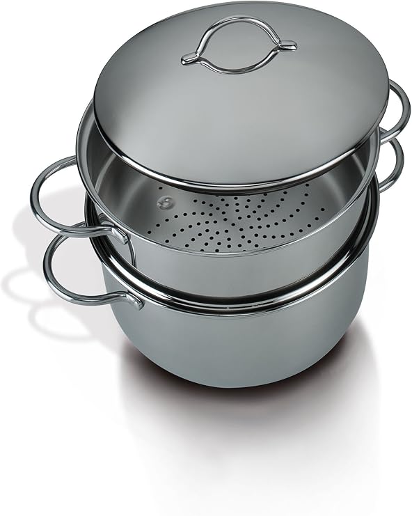 Barazzoni 475053624 Pasta Pot, Stainless Steel, 9.4 x 6.7 inches (24 x 17 cm), Steam Cooker Set