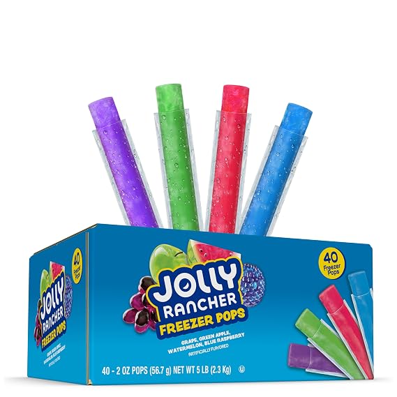Jolly Rancher Freezer Pops Variety Pack, Fruit Flavored Ice Pops, 40 Count