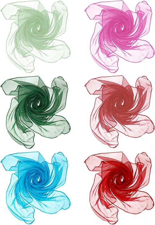 Boao 6Pcs Chiffon Scarf 50s Square Neck Head Scarf for Women