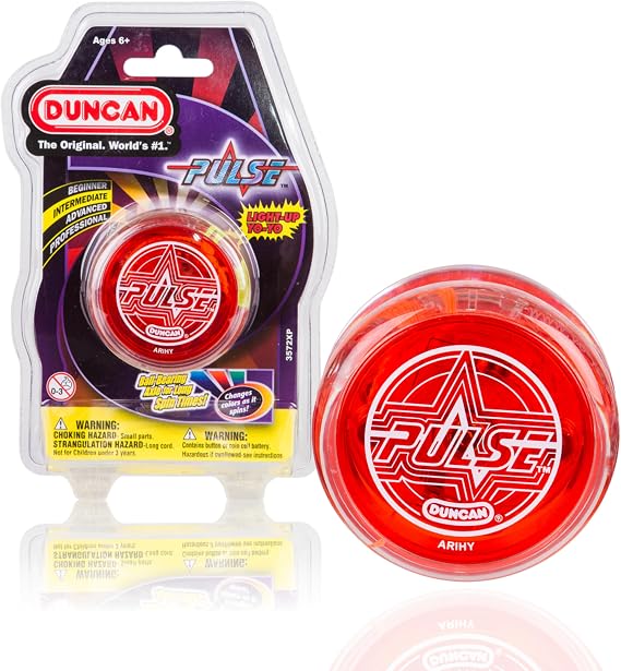 Duncan Toys Pulse LED Light-Up Yo-Yo, Intermediate Level Yo-Yo with Ball Bearing Axle and LED Lights, Clear/Red, Small