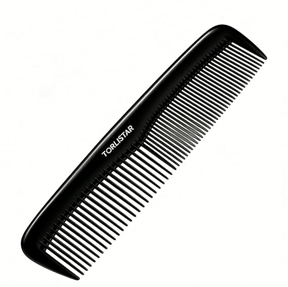 Black Fine and Wide Tooth Hair Comb, Plastic Pocket Comb for Women and Men
