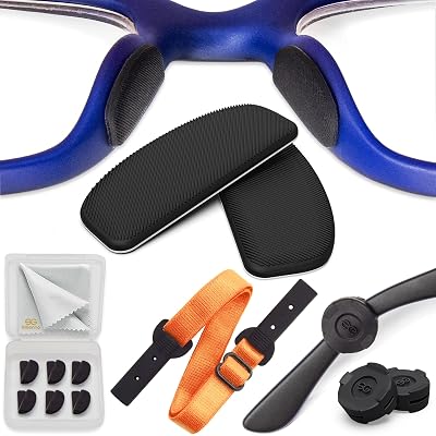 Nose Pads for Glasses Anti Slip - 0.5 mm Eye Glasses Nose Pads Non Slip - 6 Pairs Glasses Stoppers Nose Grip - Eyeglasses Nose Grips Black Orange Strap