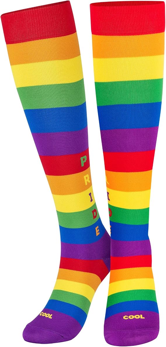 Cool Socks, Mens, Knee High Compression Socks, Pride Print