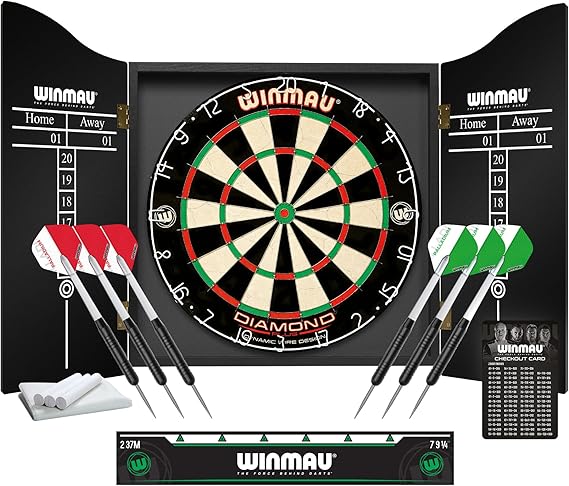 WINMAU Diamond Plus Dartscheiben-Serie – Diamond Plus Dartscheibe Surround Sets und Schrank-Sets mit Darts und Zubehör