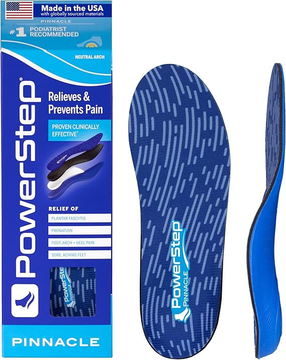 PowerStep Pinnacle Insoles, Plantar Fasciitis Relief (M 8-8.5, W 10.10.5) | Foot Orthotics for Plantar Fasciitis, Made in USA, Orthotic Insoles, Arch Support Inserts, Pronation, Podiatrist Recommended
