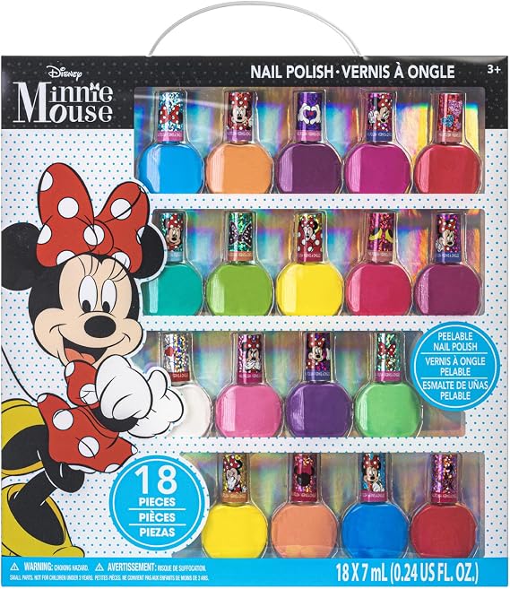 Minnie Mouse Nail Polish Set, 18-Piece Peel-Off, Ages 3+