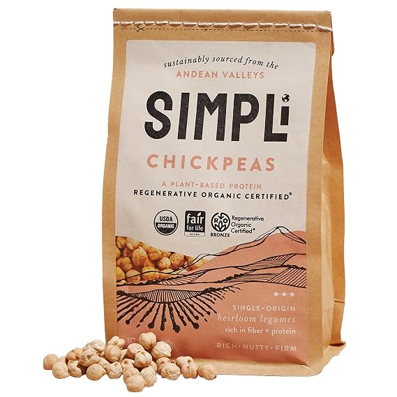 SIMPLi Regenerative Organic Certified Chickpeas, 12 OZ (1-Pack)