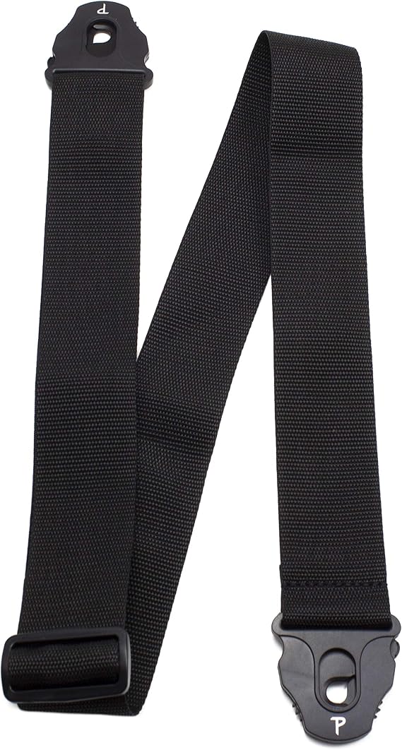 Perri's Leathers Ltd. - Nylon Guitar Strap with Lock Ends - Adjustable Guitar Strap from 39" to 58" for Electric, Acoustic, Bass Guitar - Black (NWSPL-7157)