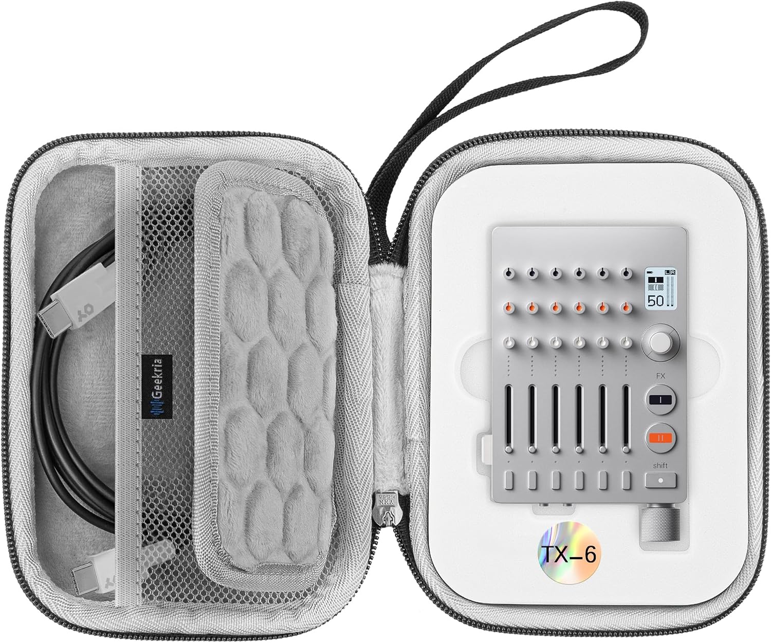 GEEKRIA Audio Interface Carrying Case, Compatible with Teenage Engineering TX-6, EVA Hard Shell Portable Travel Bag Dark Gray
