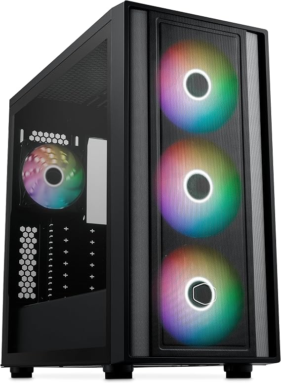 Cooler Master MasterBox 600 Mid-Tower E-ATX Airflow Case - Back Connect MB & 420mm Radiator Ready, 3 x 140mm & 1 x 120mm ARGB PWM Fans Pre-Installed, Tempered Glass Side, USB 3.2 Gen 2x2 Type-C