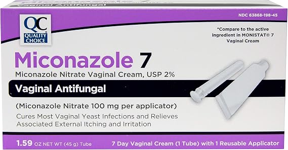 Quality Choice Miconazole Nitrate 2% 7 Day Vaginal Antifungal Cream, 1.59 Ounces (45g)