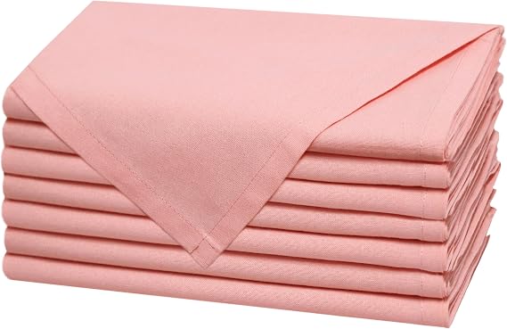 COTTON CRAFT Cloth Napkins - Set of 8 Soft 100% Cotton Reusable Napkins