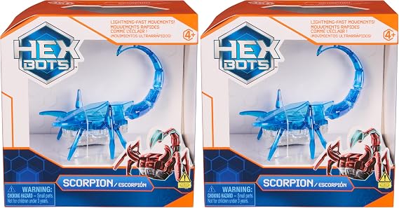 HEX BOTS Robotic Scorpion, Autonomous Mechanic Scorpion Toys for Kids, Adjustable Robotic Scorpion Figure, Robot Toys for Boys & Girls Ages 4 & Up, Blue (Pack of 2)