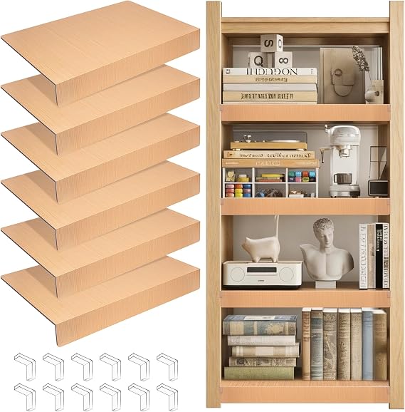 Wire Rack Covers for Shelves, 6 Pack 24 x 12in Wires Shelf Ccover for Pantry Waterproof PVC Wood-Look Shelves Cover for Cabinet Kitchen Bathroom Shelving Decoration