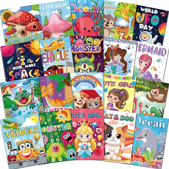 Elfew 20 Set Small Colouring Books for Kids 3-8, Party Favours
