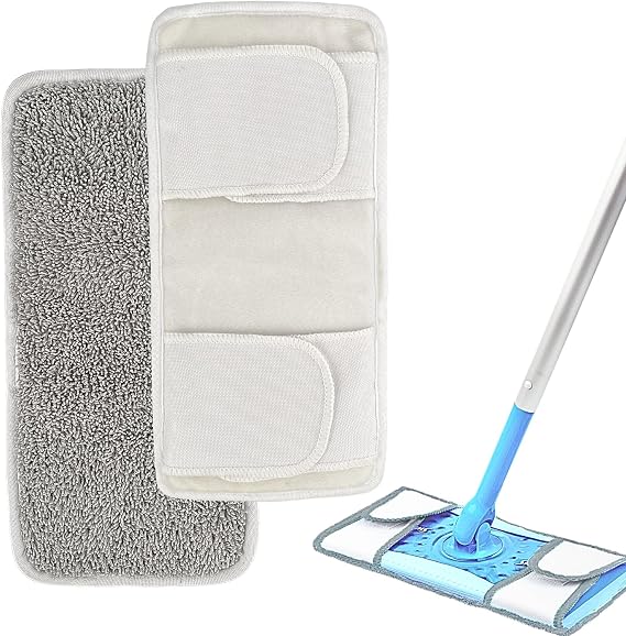 Reusable Mop Pads for Flash Speedmop Heavy Duty Microfiber Wet Dry Cleaning Mop Pad Machine Washable Up to 100x (Grey-2 Pack)
