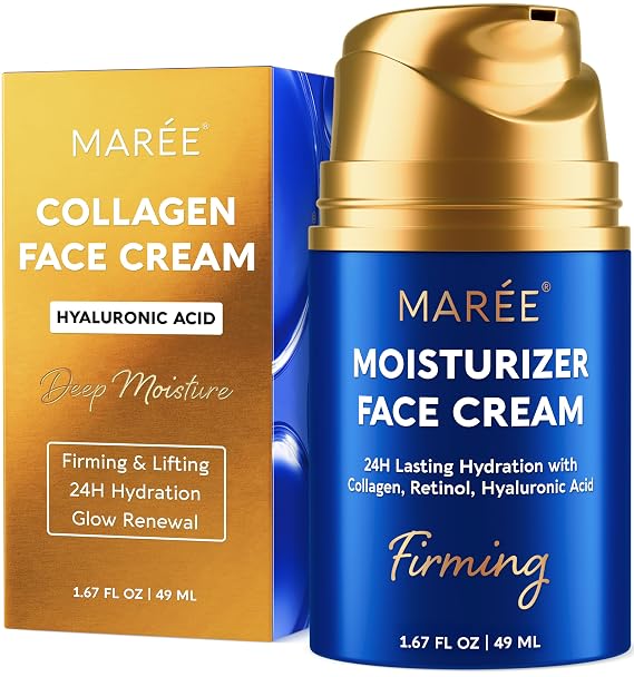 MAREE Face Moisturizer Firming & Lifting Face Cream for Women with Collagen, Retinol & Hyaluronic Acid Day & Night Anti-Aging Facial Wrinkle DD Cream Moisturizer for Dry Skin 1.67 Fl Oz