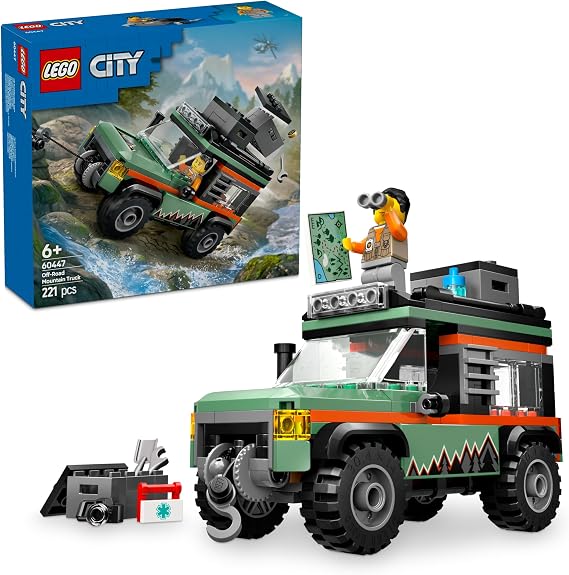 LEGO City 4x4 Off-Road Mountain Cart Creative Toy Making Set for Kids 60447-6 Years and Over, Birthday Gift (221 Pieces)