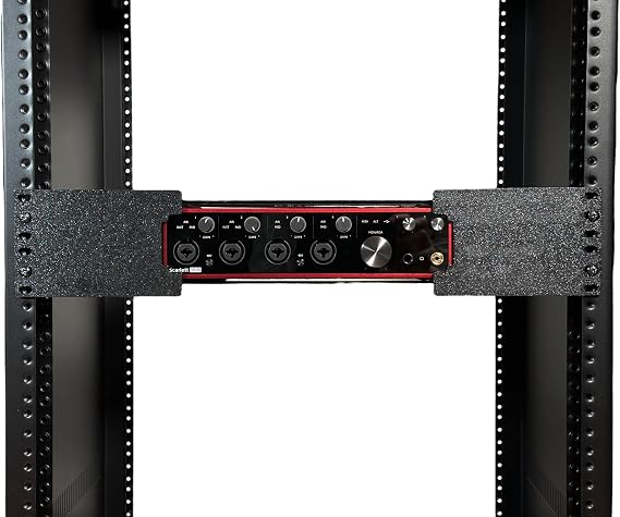 Rack Mount Kit for Focusrite Scarlett 18i8 3rd Gen - 19" 2U PETG Brackets with Straps, Studio Recording Rack Accessory