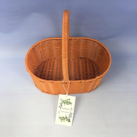 YONWXICI Flower baskets Rustic Orange Imitation Rattan Basket for Floral Arrangements, Gifts & Home Decor