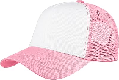 Falari 5-Panel Mesh Baseball Cap, Trucker Hat, Structured Plain Design, Cotton, Adjustable Size