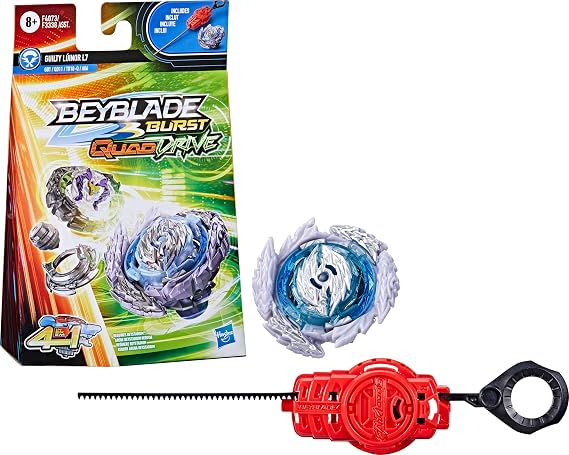 Beyblade Burst QuadDrive Guilty Luinor L7 Spinning Top Starter Pack - Attack/Defense Type Battling Game with Launcher, Toy for Kids
