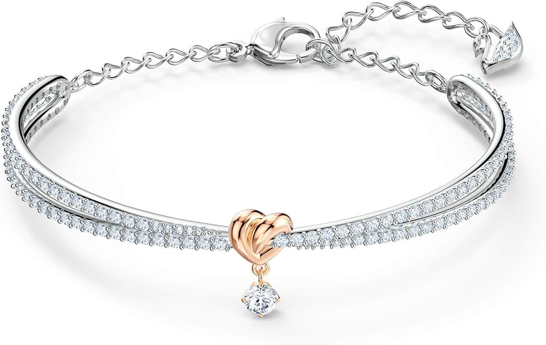 Swarovski Lifelong Heart Necklace, Earrings, and Bracelet Crystal Jewelry Collection, Rose Gold & Rhodium Tone Finish