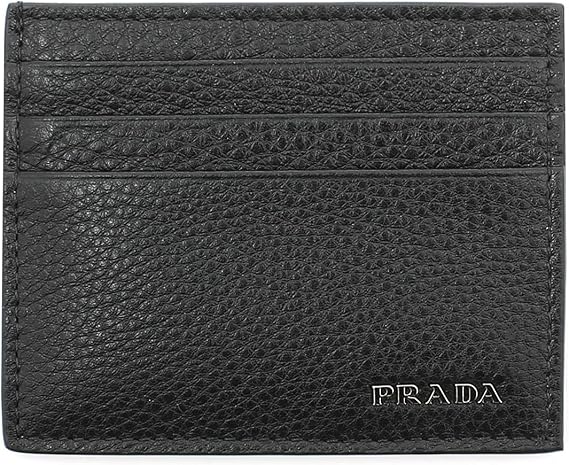 Prada Vitello Grain Calf Leather Card Case Holder Wallet, Black 2MC223