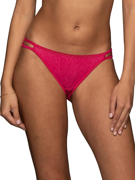 Vanity Fair womens Illumination String Panties (Regular & Plus Size) Bikini Style Underwear, Polished Pink, 7 US