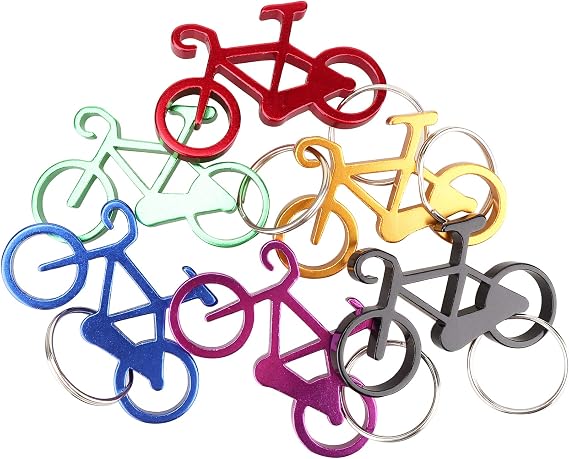 SWATOM Bicycle Bottle Opener with Keychain Key Tag Chain Ring Accessories 6PCS...
