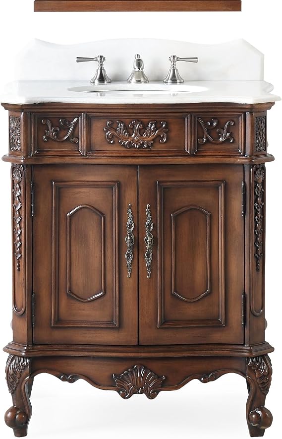 30" Old Timer Classic White Bathroom Sink Vanity (Cherry)