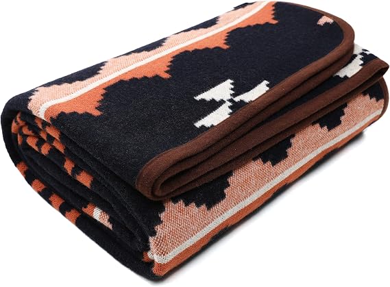 ACUSHLA Merino Wool Camping Blanket Warm Outdoor Travel Throw,Morocco Blue