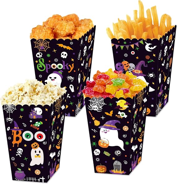 12PCS Boo Popcorn Boxes A Little Boo Is Due Baby Shower Decorations | Boo Popcorn Boxes Ghost Goodie Box For Baby Shower Baby Girls Halloween Decorations
