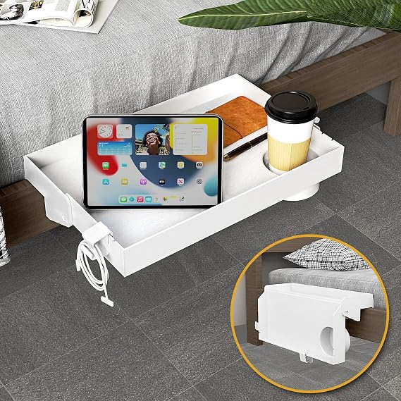 SPACEKEEPER Bedside Shelf Bunk Night Table Foldable Bed Storage Multifunction for Bedroom, Home, Dorm, Phone, Espresso