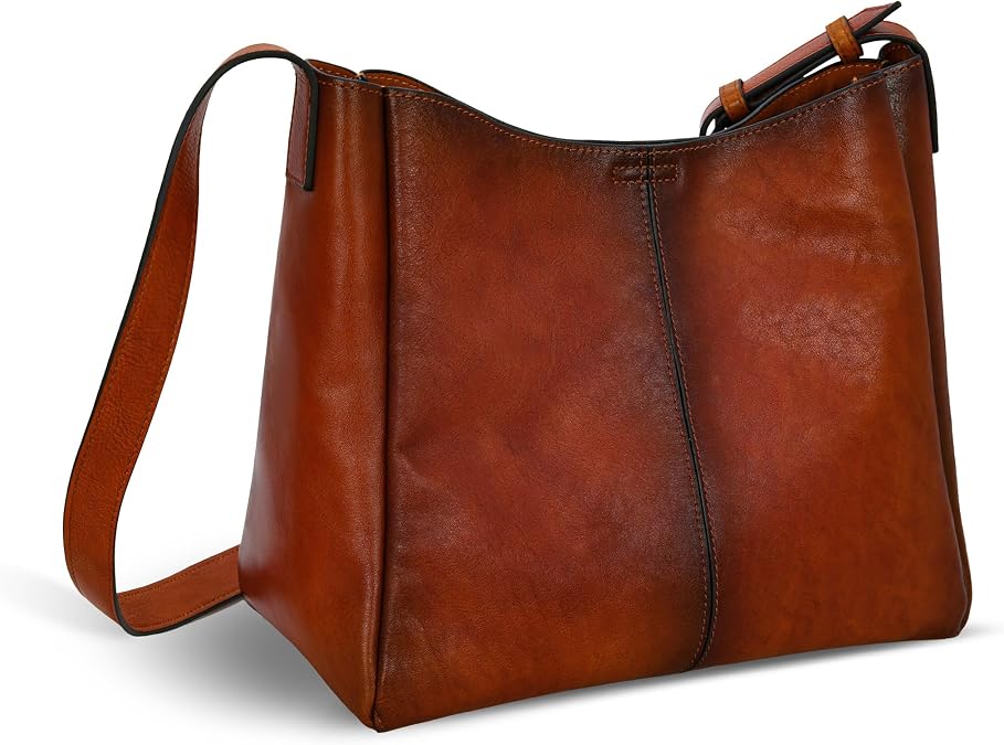 HESHE Genuine Leather Purses for Women Shoulder Crossbody Hobo Purses